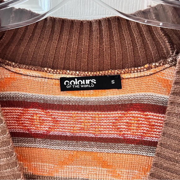 Women's Vintage COLOURS OF THE WORLD '70s Cardigan with Wooden Toggle Size S - Picture 10 of 11